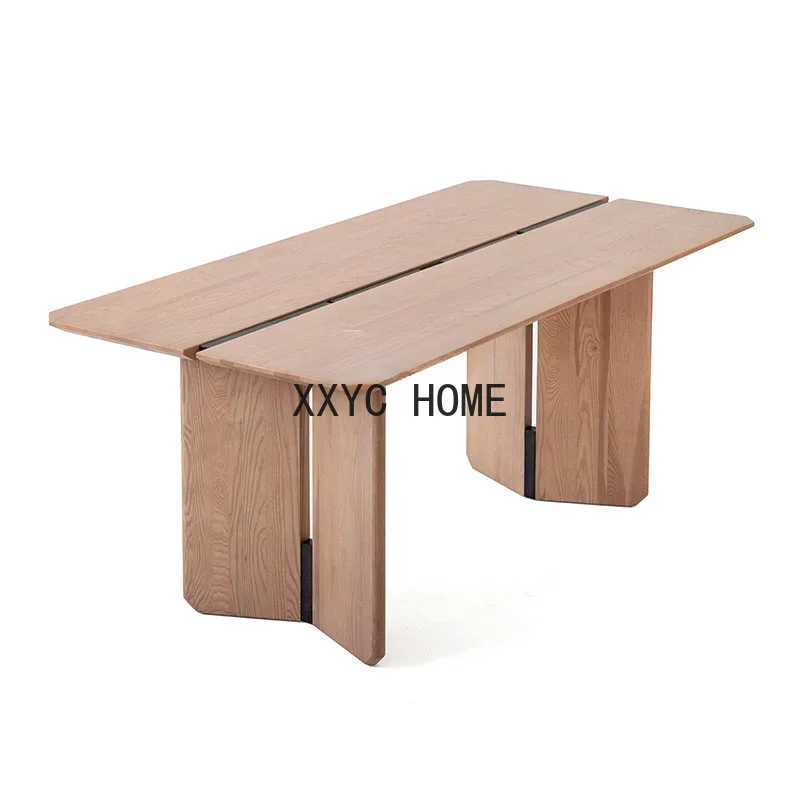 Design Solid Wood Dining Table White Ash Rectangular Wood Color Dual-Use Variable Desk