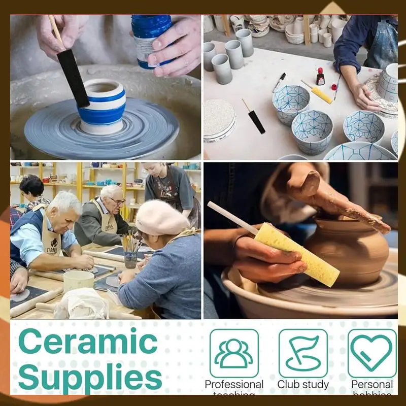 

Hot 12 Pcs Sponge For Clay, Throwing Stick Pottery Trimming Tools Texturing And Sculpting For Artist Shaping