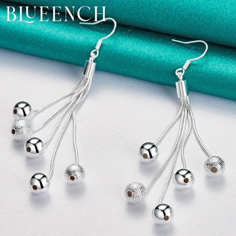 Blueench 925 Sterling Silver Tassel Grape Drop Earrings for Women's Engagement Party Personality Fashion High Jewelry