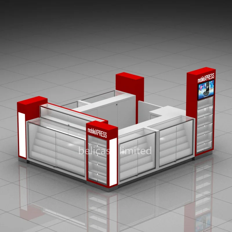 Индивидуально. Розничная торговля на заказ стеклянный мобильный телефон шоу киоск деревянный торговый центр киоск сотового телефона