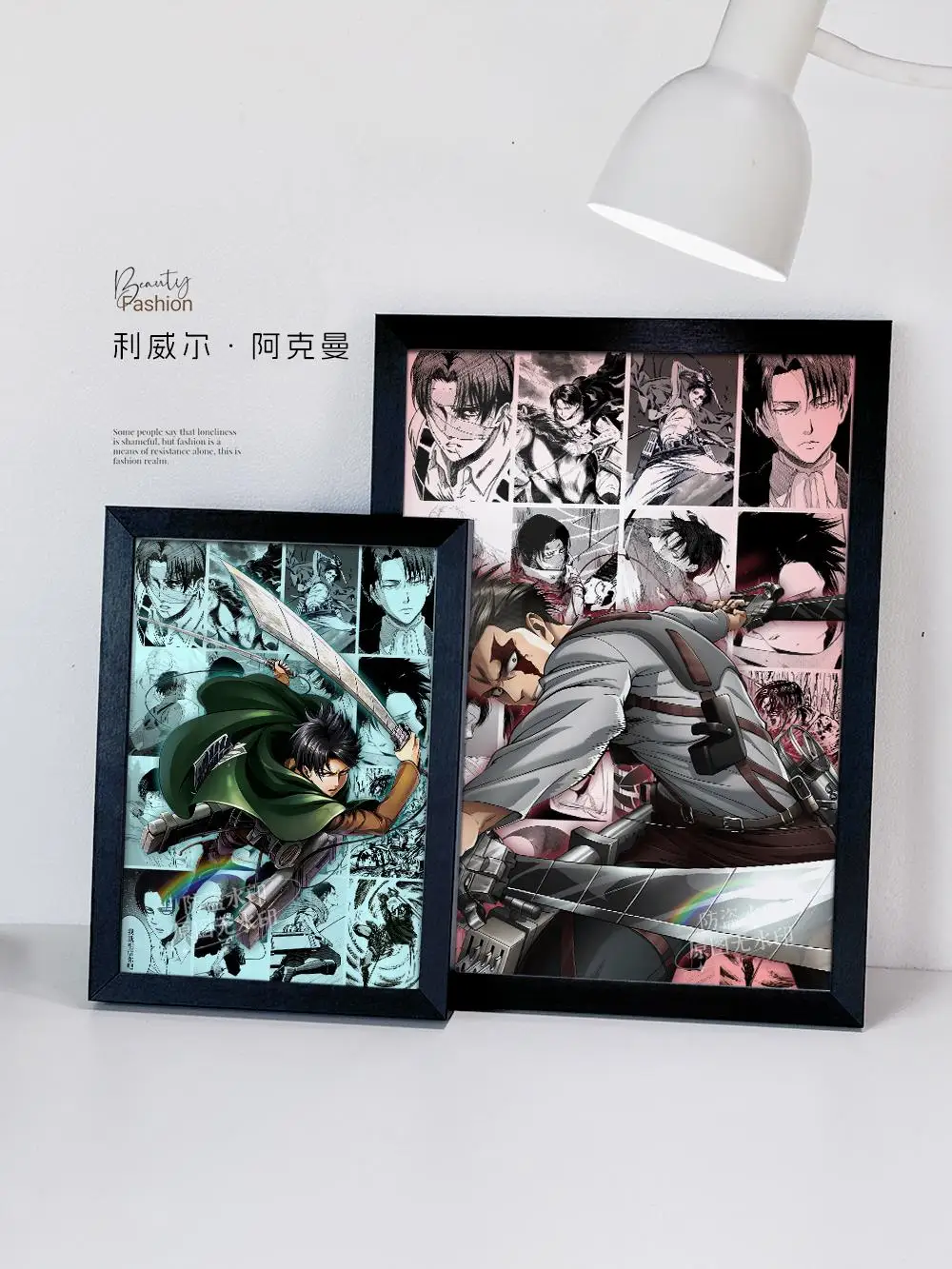 

Anime Attack on Titan Levi Ackerman Cosplay Photo Frame Figure Cartoon Desktop Layout Decorative Picture Painting Xmas Gift