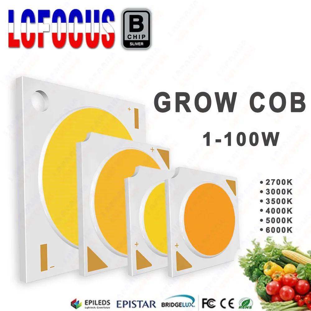 Hydroponice 3W 5W 10W 20W 30W 50W 100W LED Chip 14mm 19mm 28mm COB Full Spectrum 400-840nm For Indoor Plant Grow Light Beads