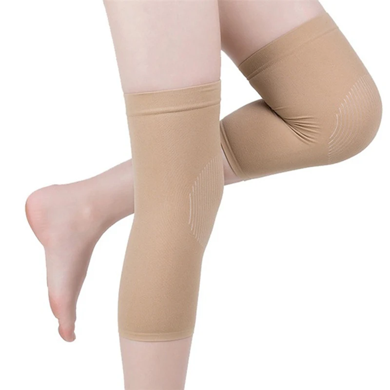 1 Pair Black/nude Knee Support Braces Elastic Nylon Sport Compression Knee Pad Sleeve For Sports Fitness Running Cycling