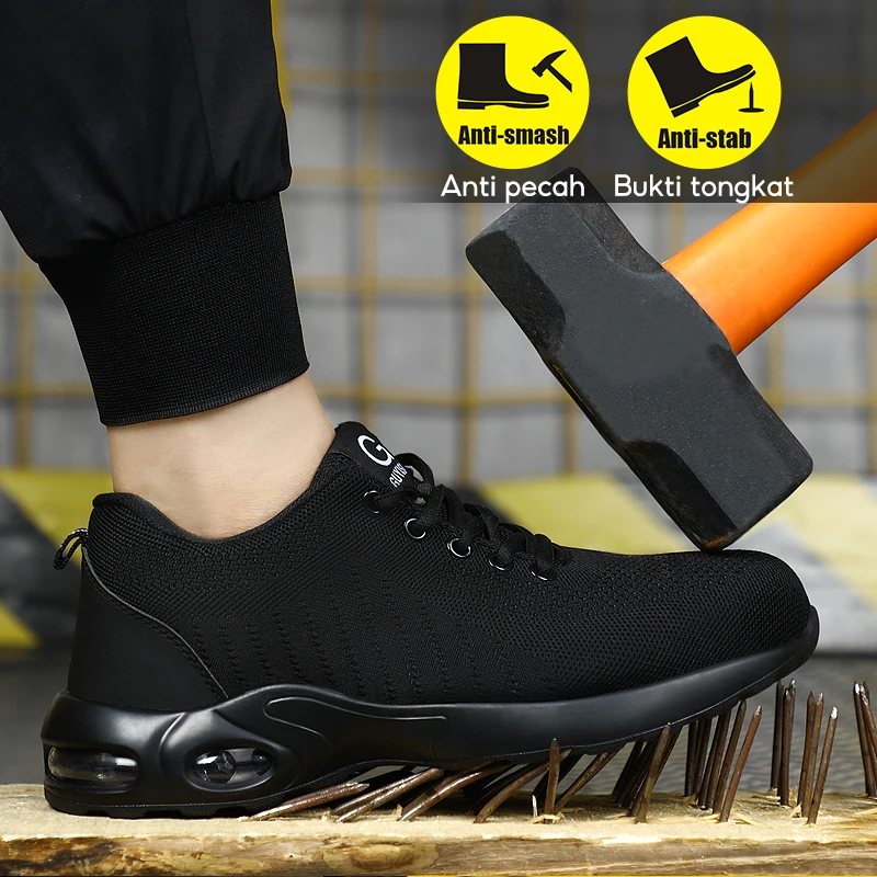 Safety Steel To Shoes Men  Fashion Sports Shoes Work Boots Puncture-Proof  Security Protective Shoes Indestructible