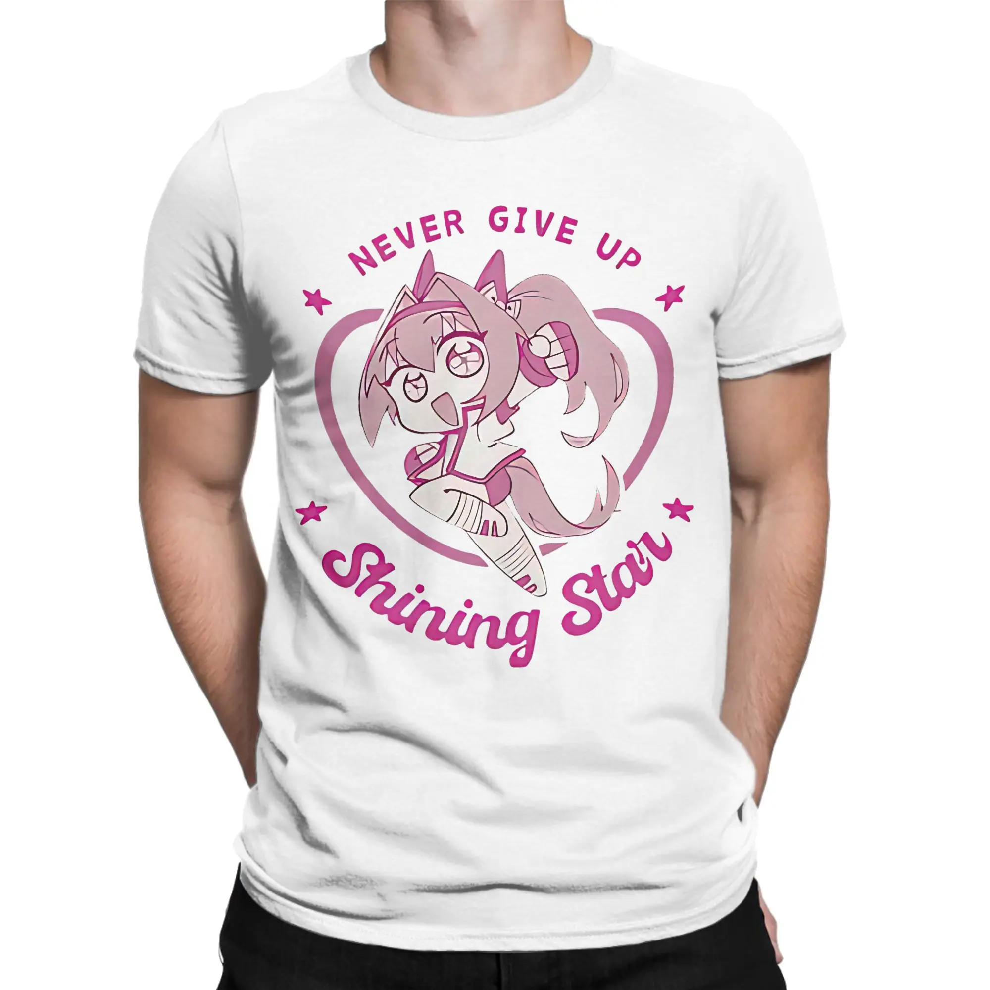 Shining Star Haru Urara never give up T Shirts Men's  100% Cotton T-Shirt Crew Neck  Tee Shirt Short Sleeve Clothes Plus Size