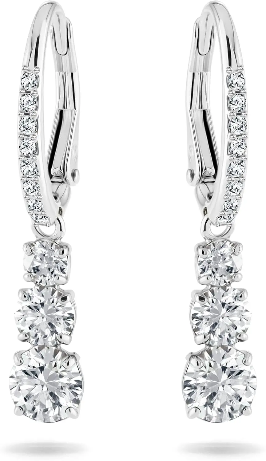 Give Girlfriend Birthday Gift 925 Silver Zircon Earrings with White Settings with Hinged Closure Christmas Wedding Gifts