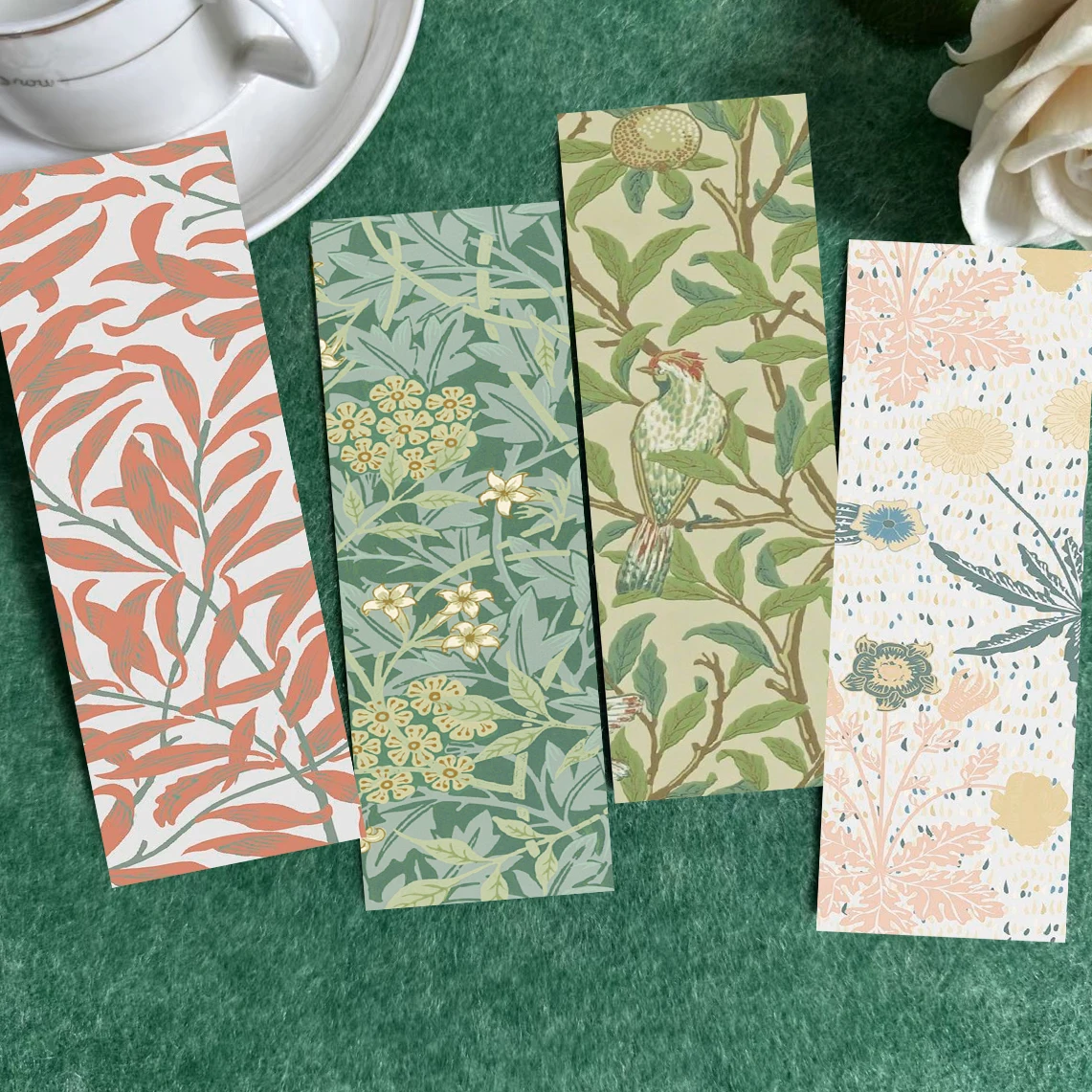 30pcs Morris Flowers Bookmark New Chinese style Reading Page Book Mark Card Book Notes Diary Mark Student Gift Message Card