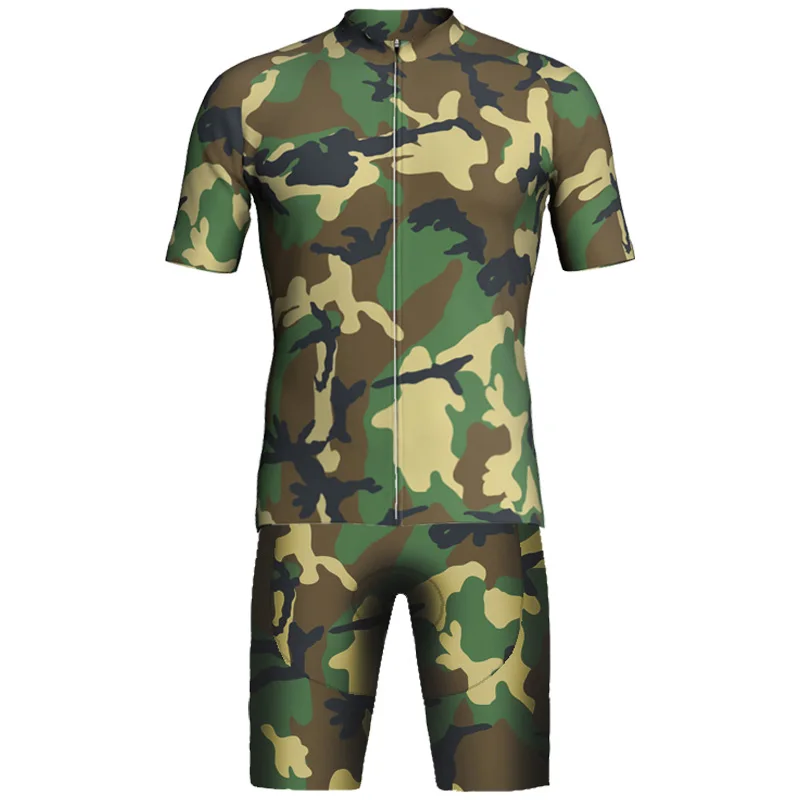 

Camo Summer Short Cycling Jersey Set Sleeve Uniform Shirt Road Mtb Wear Bike Suit Motocross Kits Bib Bicycle Sport Top Clothes