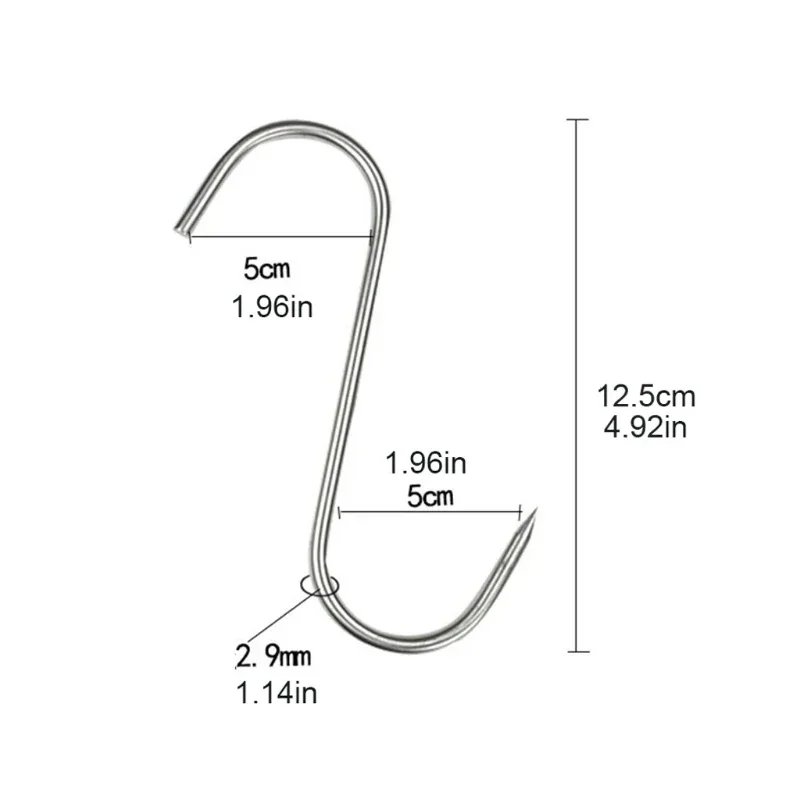 Edelstahl S-Haken mit spitzer Spitze Backwerk zeuge für Metzgerei Küche Fleisch Kleiderbügel Haken Haken Home Storage Organisation