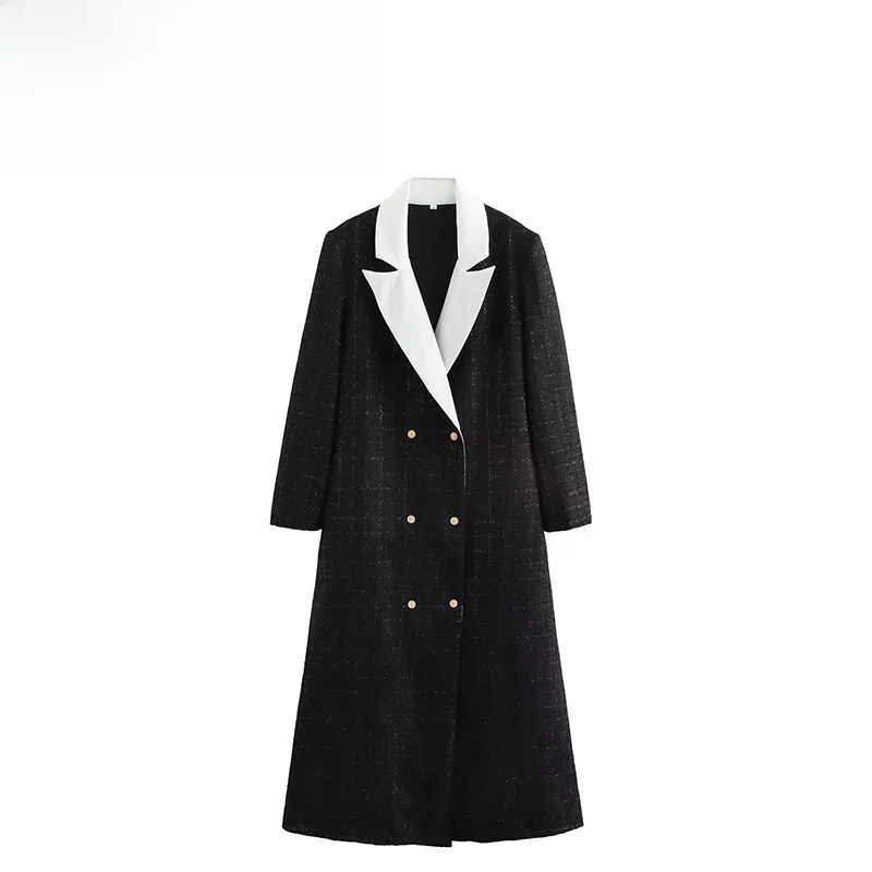 

ZBZA Autumn New Women's Faion Thiened Woolen Material Slim Fit Ele Outerwear Street Sle Long Sve Polyester Coat