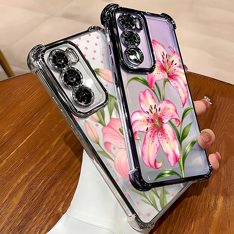 Pink Lilies Flower Pattern Phone Case For Infinix Hot 70 60 Pro Plus 50i 40 10T 11 9 Play 10s NFC Shockproof Soft TPU Cases Capa - view 2