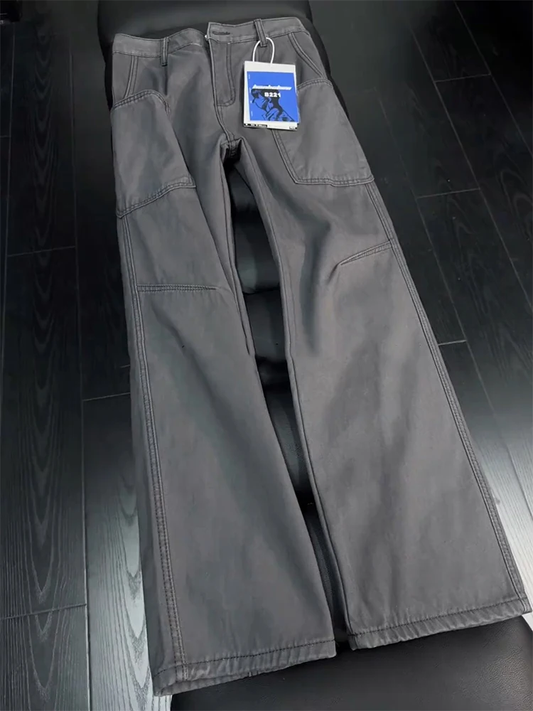 

Ey Американская рабочая одежда в стиле ретро, джинсы, мужские осенне-зимние тяжелые широкие брюки Du Knife, дизайнерские прямые длинные брюки