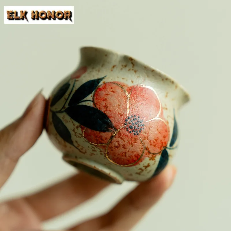 

75ml Hand-painted Peach Blossom Teacup Elegant Tea Bowl Single Cups Tea-tasting Meditation Cup Chazhan Master Cups Drinkware