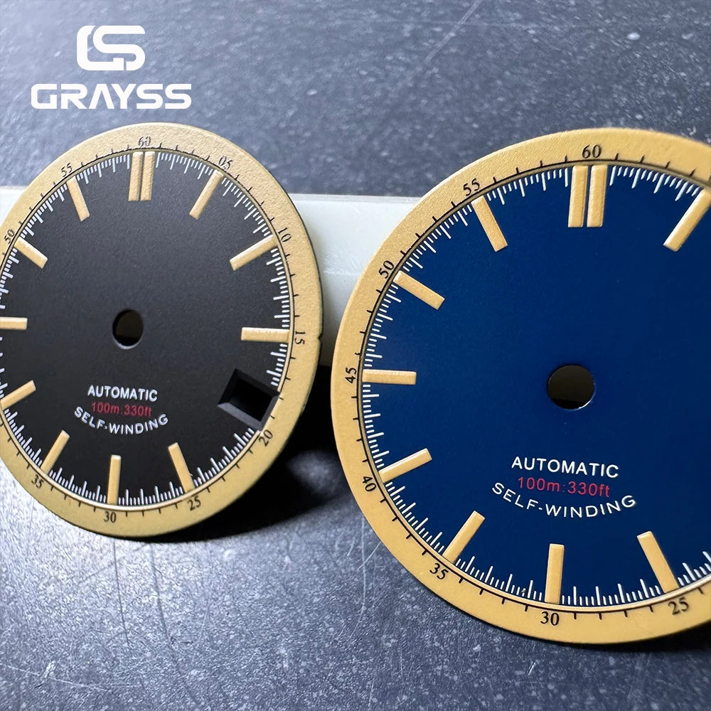 New 28.5mm Retro Navy Blue/Black Watch Dial for SKX NH35 NH34 Movement 3 O'Clock Crown Dive Watch for Men Watch Accessories