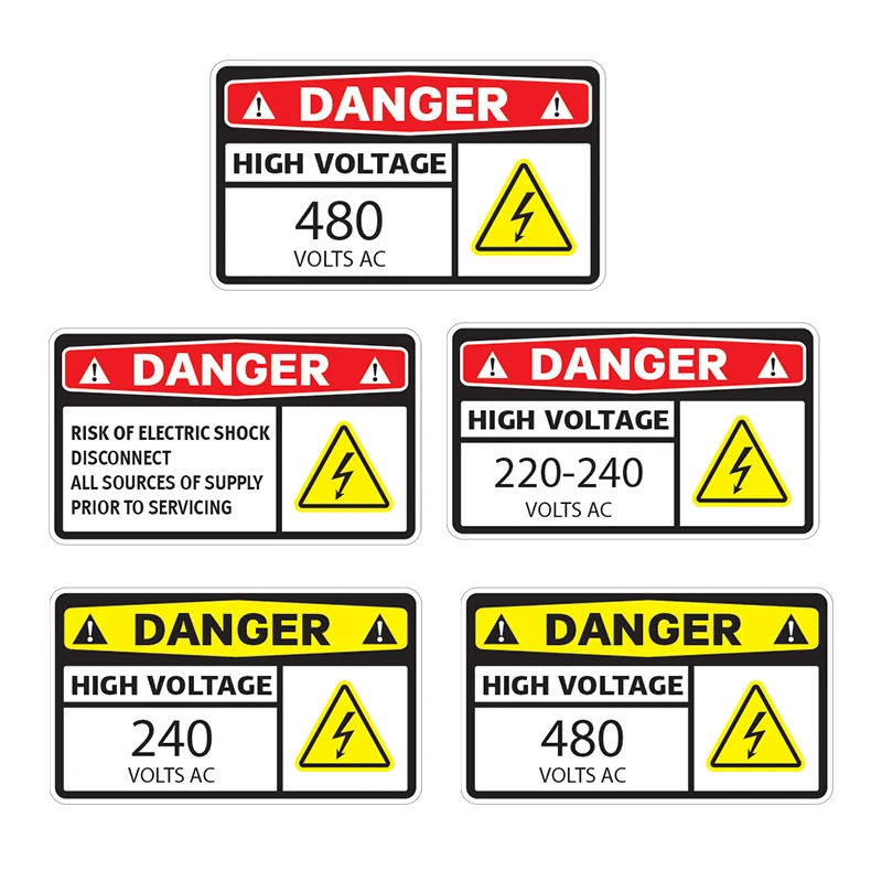 S62328# Danger High Voltage 220-240 Volts Ac Car Sticker Waterproof Vinyl Decal Car Accessories Decor Pegatinas Para Coche