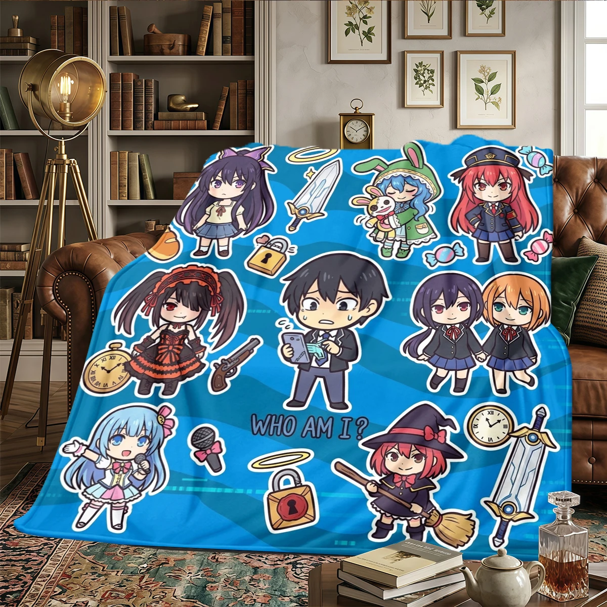 Date A Live Warm Print Flanelldecke, bequem, für Schlafzimmer, Sofas, Betten, Stühle, Picknicks, Reisen – HE16