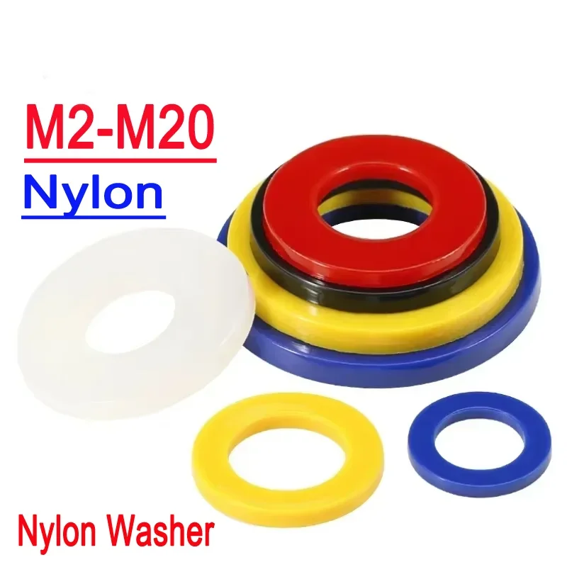 

M2~M20 Colorful Nylon Washer Flat Gasket Plastic Sealing Hard Washers Red Blue Yellow Black White