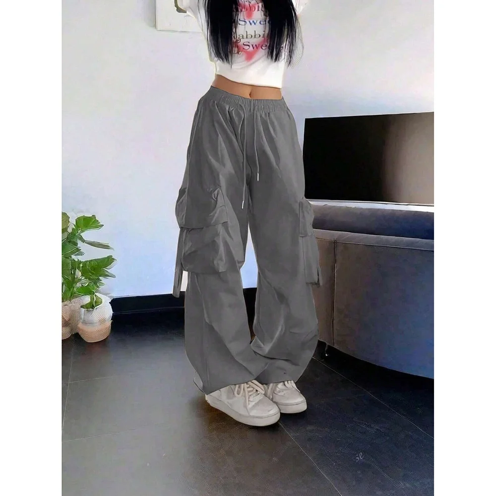 Pantaloni da lavoro casual alla moda Pantaloni estivi da donna versatili drappeggiati larghi Pantaloni lunghi a gamba larga High Street Sle Vita ampia PVC M...