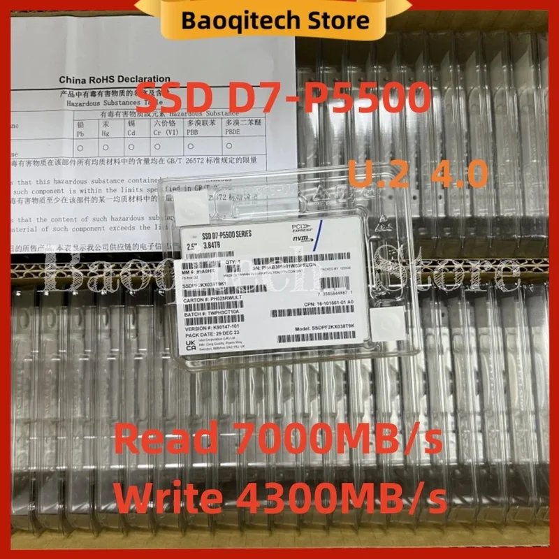 

Оригинальный твердотельный накопитель Intel D7 P5500 серии DC NVME 3,84T U2 1,92T U.2 PCIE4.0X 4 2,5 дюйма Enterprise для Lenovo Dell