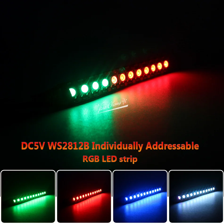 WS2812B Smart RGB LED Strip WS2812 Individually Addressable LED Light 6LEDs / 12LEDs Black/White PCB non-Waterproof IP30