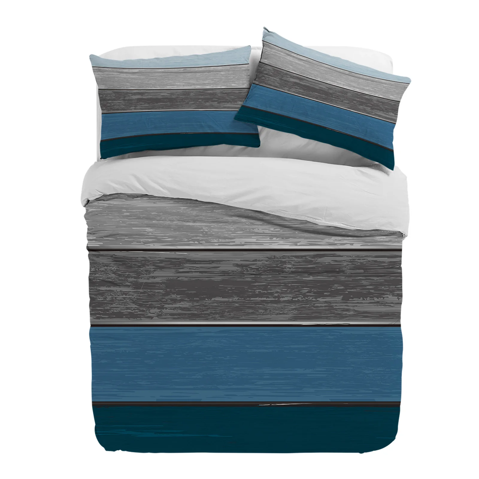 

Retro Farm Barn Wood Grain Blue Gray Gradient Duvet Cover With Pillow Case 3pcs Bedding Set Quilt Cover Double Bed Home Textile