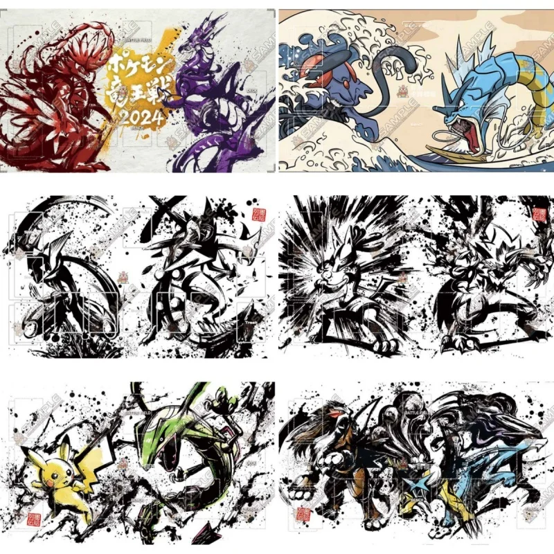 Bantalan kartu Rayquaza Greninja Lucario Gyarados Arceus tinta cuci Ptcg karet Diy figur mainan aksi koleksi permainan Anime tikar tempur