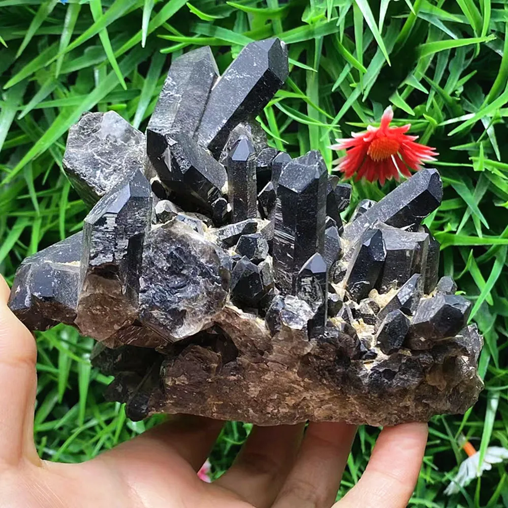 

Natural rare tea-colored crystal clusters, quartz crystal mineral clusters, energy healing, home and office ornaments