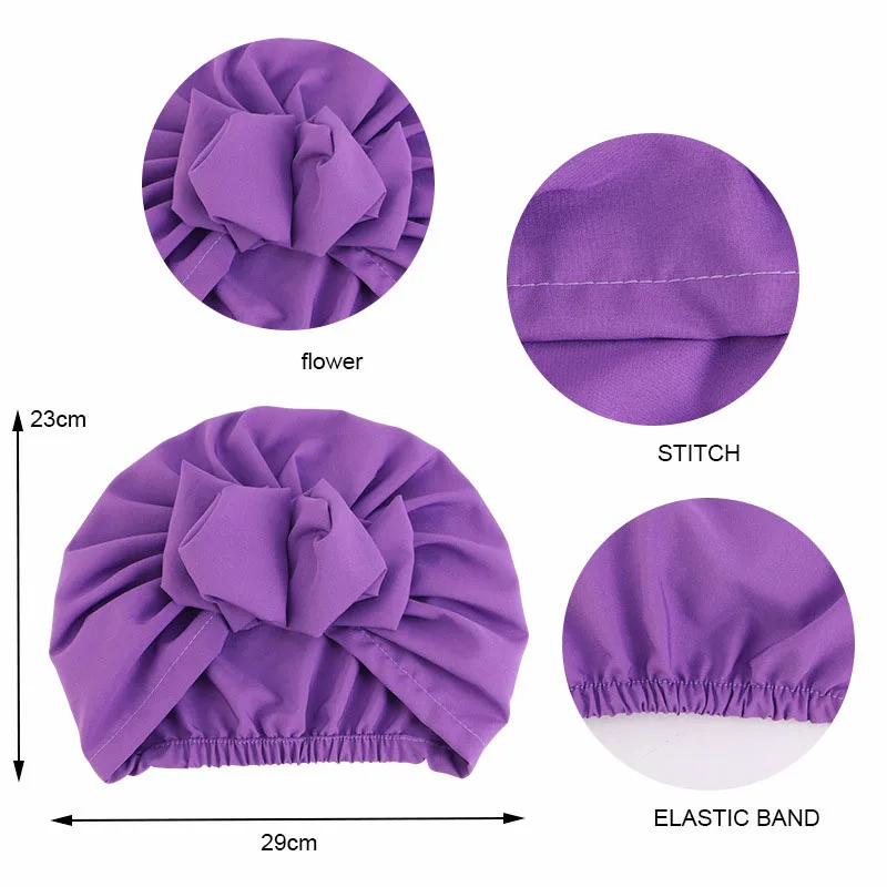French Retro Women Turban Cap Flower Ladies Headwrap Beanies African Muslim Headscarf Hijab Hats Stretch Bonnet Female Headpiece