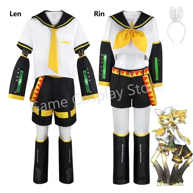 

LCK01 Anime Figures Rin Len Cosplay Costume Len Rin Cosplay Len Costume Kagamine JK Uniform for Halloween Comic Con OutfitsYh1@！