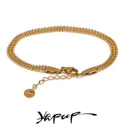 Yhpup Exquisite Stainless Steel Chain Wide Bracelet Bangle Waterproof Light Metal Fashion Women Chic Wrist Jewelry Men Gift