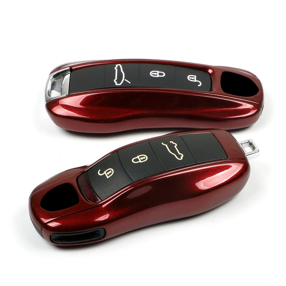 

Key Case Cherry Red for Porsche Macan 911 Panamera 718 Cayenne Car Key Protective Shell Remote Fob Cover Replace Accessories