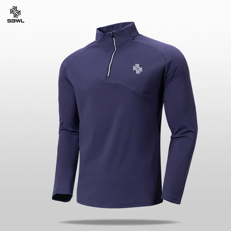 SBWL outdoor sports with a base shirt skiing golf running sports fitness long sleeve T-shirt casual stand collar shirt Tops