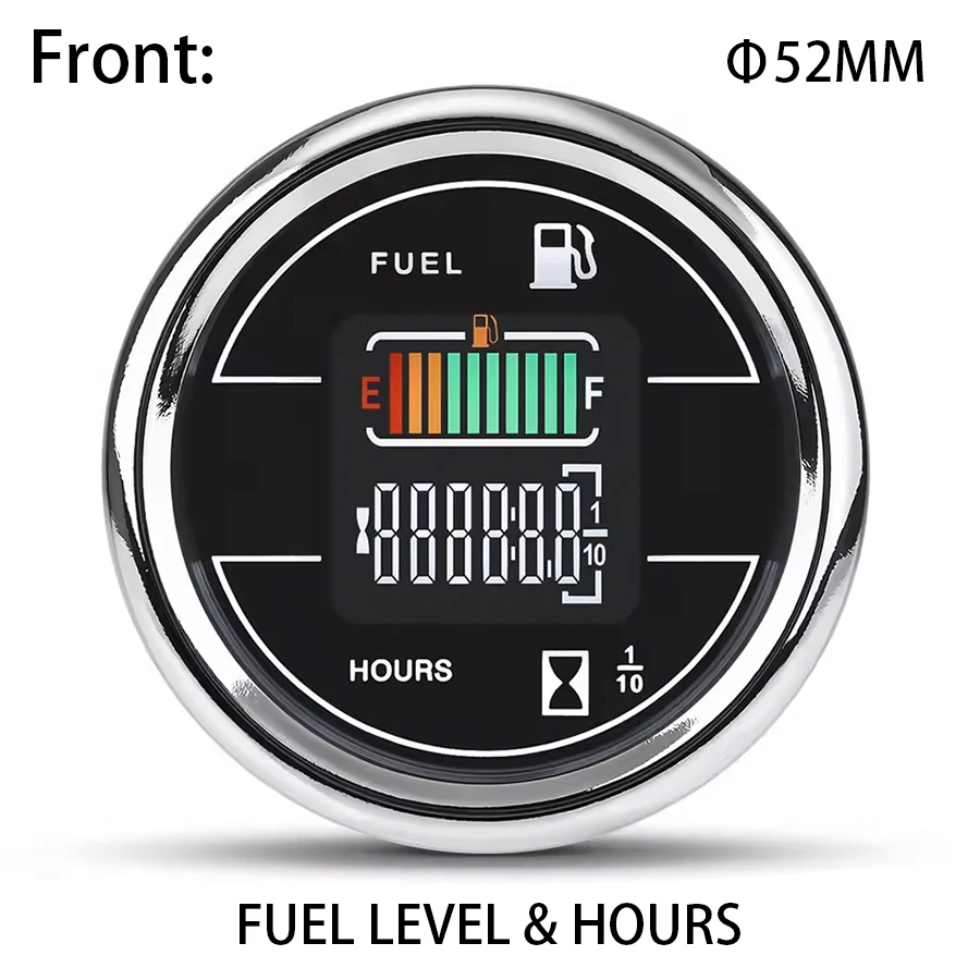 2 IN 1 Dual Gauge 12V DC 52MM Fuel Level Meter Voltage Meter Water Temperature Meter Oil Temp Meter for Auto Car Turck Universal view 2