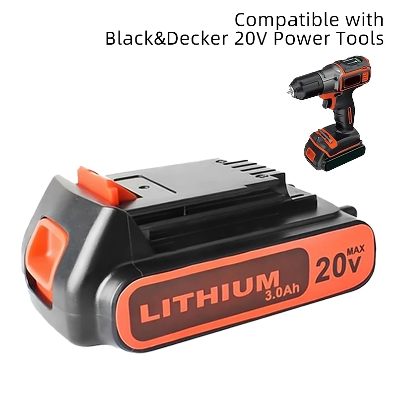 

Аккумуляторная батарея для инструментов Black & Decker, литий-ионные батареи 20 в, 3000 мАч для LB20, LBX20, LST220, LSW20, SSL20SB, ASL186K