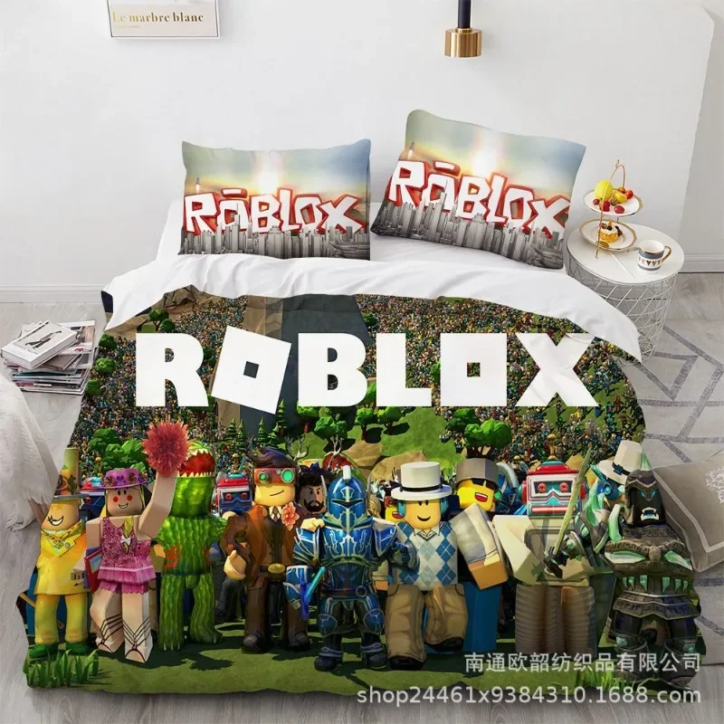 Roblox الكرتون لطيف غطاء لحاف عيد ميلاد سعيد طقم سرير الملكة الملك الحجم الكامل لقضاء عطلة غرفة نوم المراهقين النساء الهدايا #1
