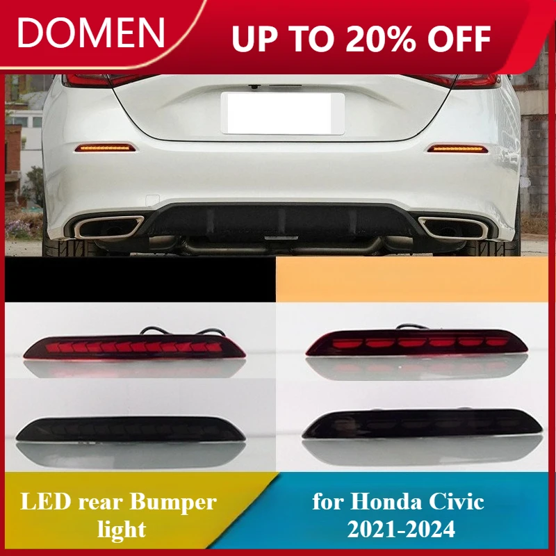 

For Honda Civic 11th Generation 2021-2024 1 Pair Car LED Rear Bumper Light Reflector Dynamic Turn Signal Rear Tail Brake Lamp