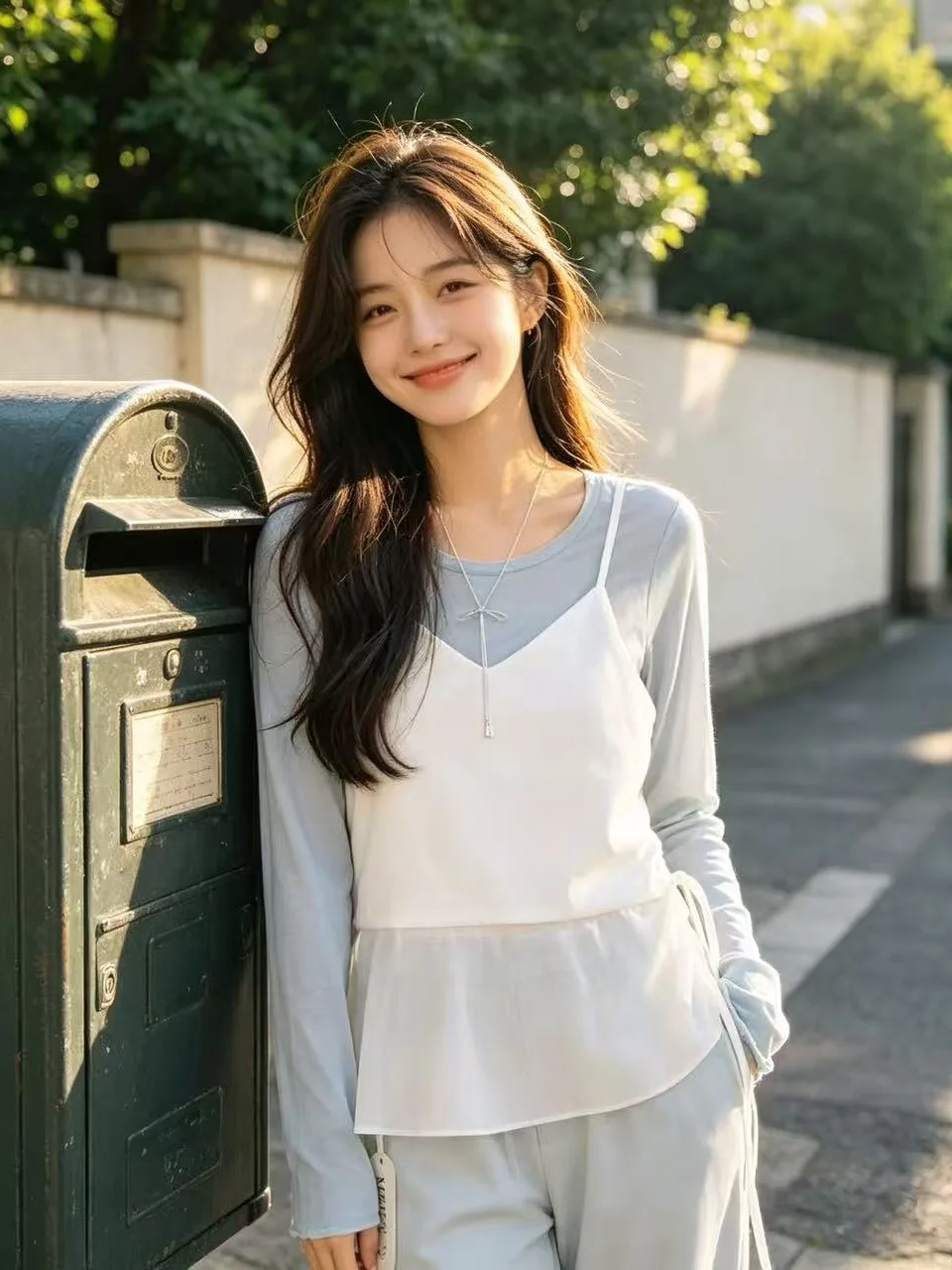 

Korean Style V-Neck Side Tie Design Halter Thin Transparent T-Shirt Two-Piece Set Women Summer High-End Simple Small Top