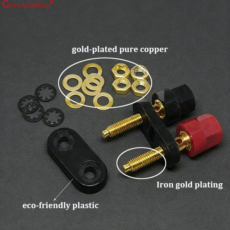 1PC 4mm Banana Socket Integrated Dual Speaker Amplifier Terminal Red Black Double Hexagonal/double Plum Blossom Head