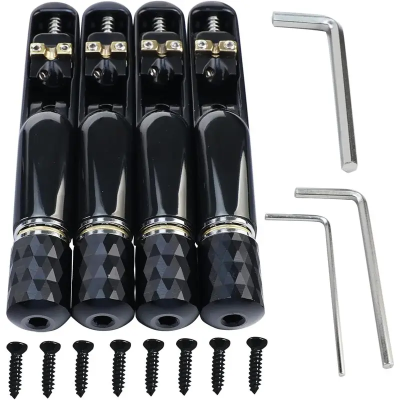Pack of 4 Tubular Fixed Bridge, 4 String Electric Bass Replacement Bridge Parts for Headless Bass
