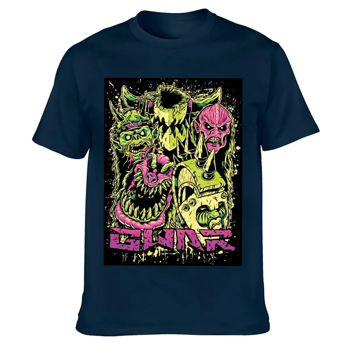 Gwar Band Faces Oderus Urungus Camiseta Masculina Verão Algodão Manga Curta O-pescoço Camiseta Masculina