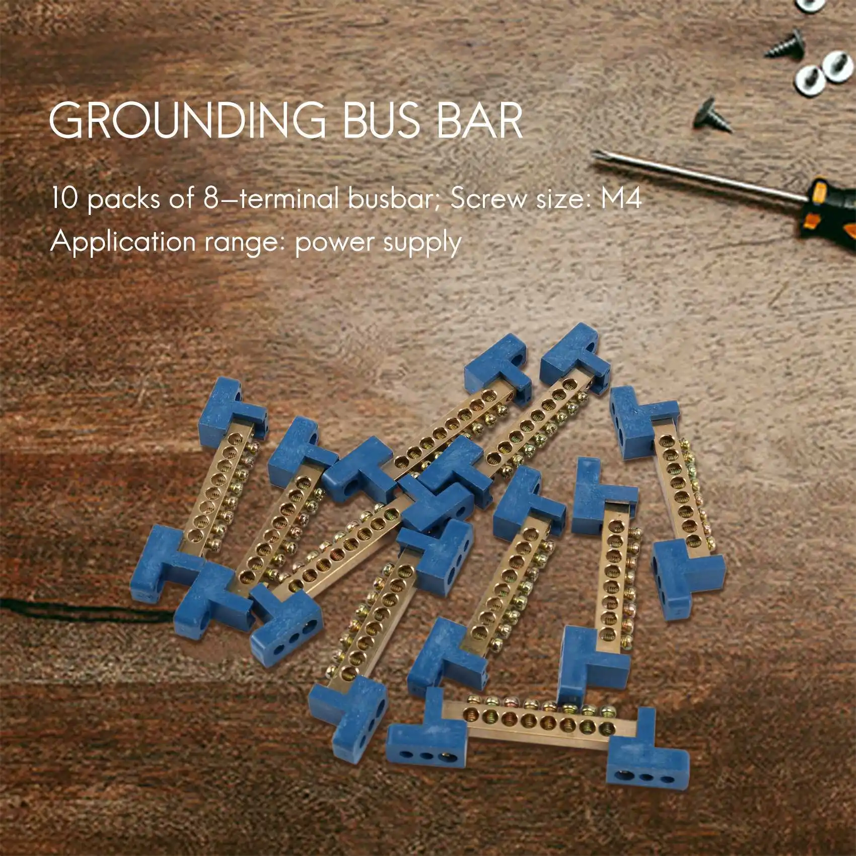 LNHF 8 Terminal Bus Bar Terminal Block 10 Pack Brass Wire Screw Terminal For Car Boat Marine Ground Power Distribution