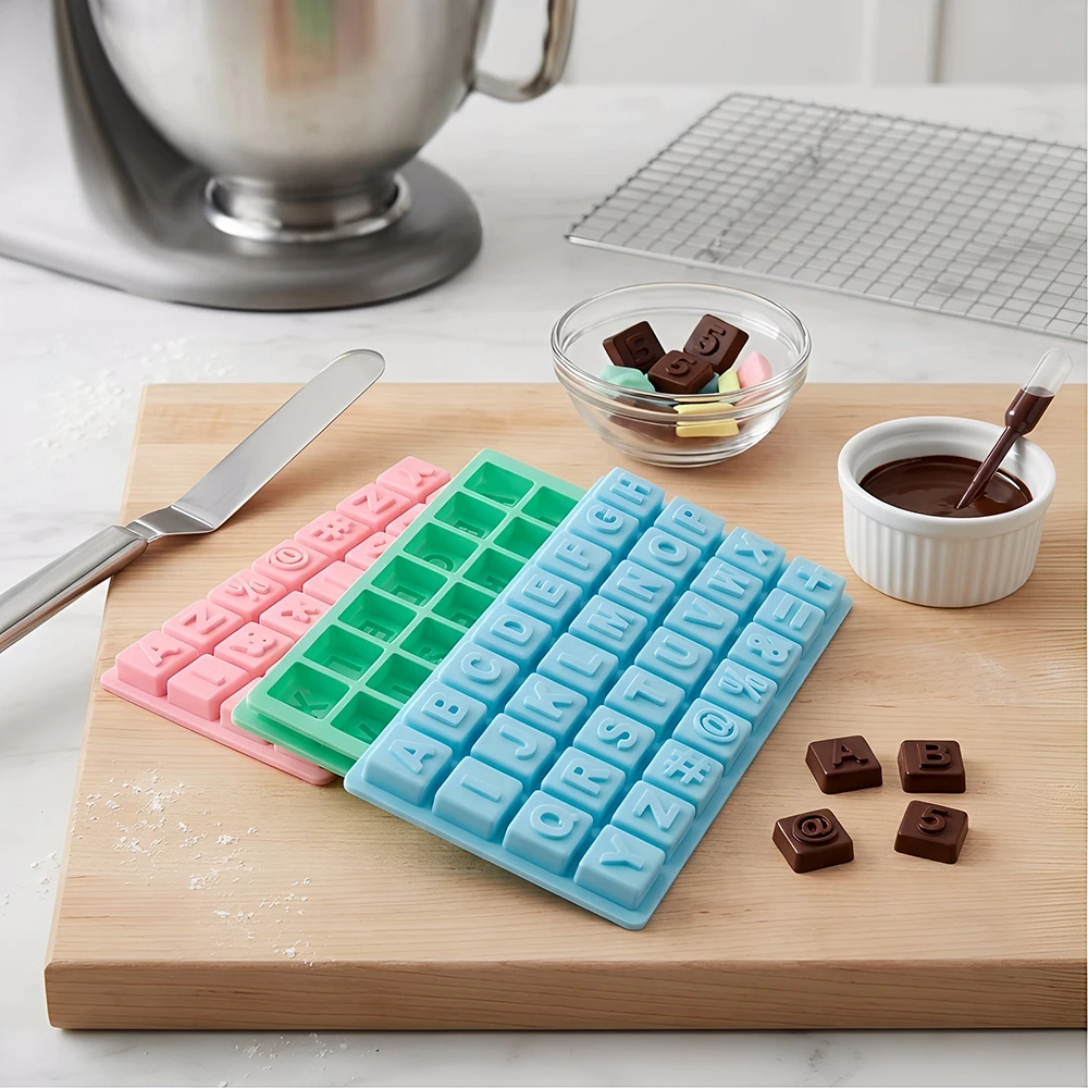 Large keyboard letter chocolate cake silicone mold DIY candy pudding dessert baking cake decoration ice tray view 2