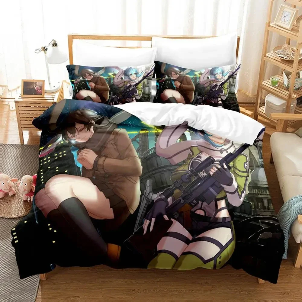 Anime Asada Shino Sword Art Online Bedding Set Duvet Cover Bed Set Quilt Cover Pillowcase Comforter king Queen Size Boys Adult