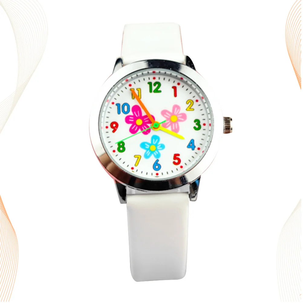 Cartoon Digital Watch Purple Flower Pattern Kids Quartz Watch Comfortable Strap For Children Birthday Gift Creative Student