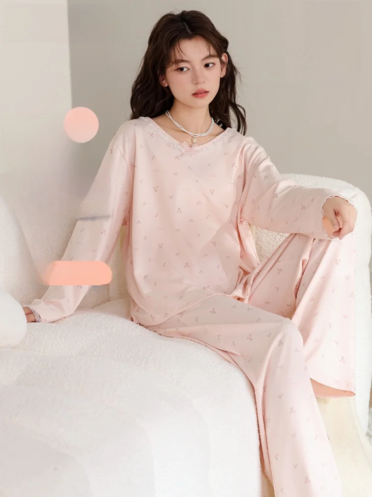 純粋な綿のパジャマ女性の柔らかく快適なホーム服胸パッド付き甘いスタイル若々しい雰囲気冬のホームスーツ