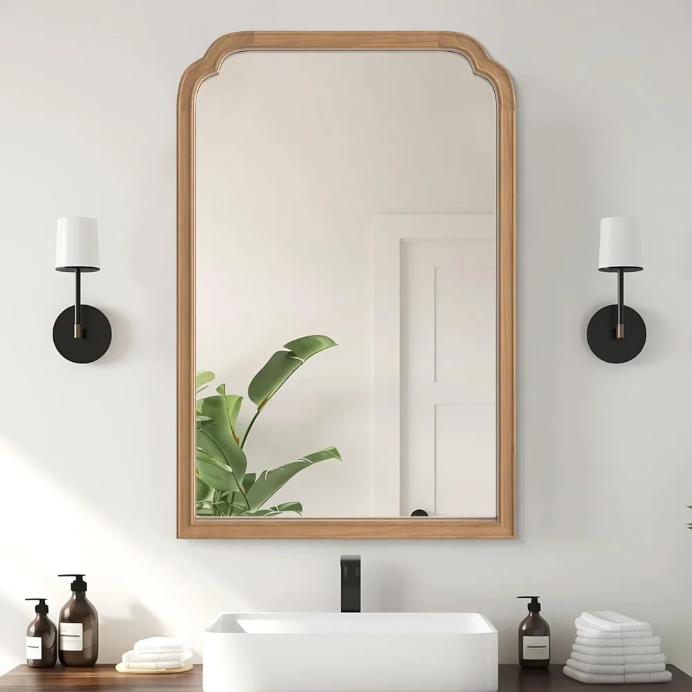 

WallBeyond Wood Bathroom Mirrors for Wall Mounted,24"x36"Rustic Wood Frame Wall Mirrors Decorative Vanity Mirror (Honey-colored)