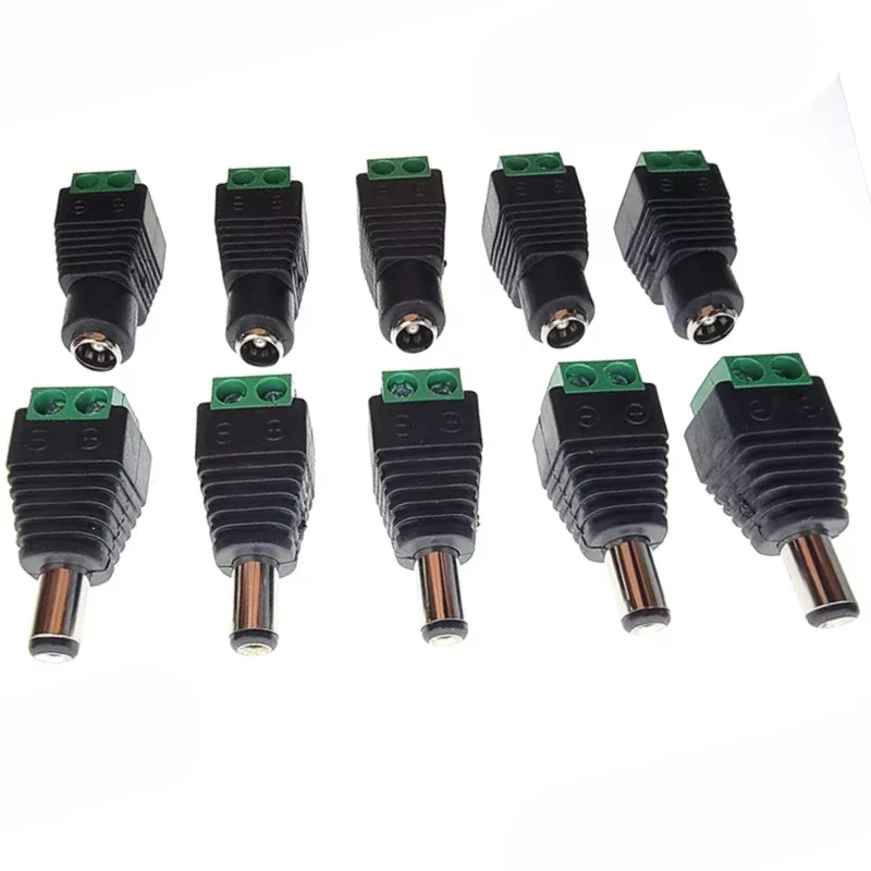 5Pairs DC Adapter 12V Male Female Connectors 2.1*5.5mm Power Plug Jacks Sockets Connector for Signal Color LED Strip CCTV Camera