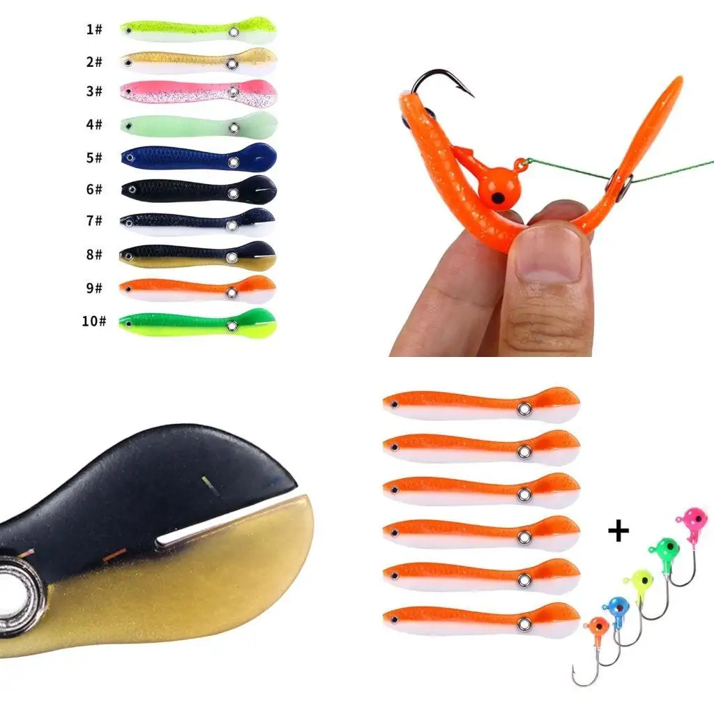 

R6FE 10 Pcs Plastic Baits Fishing Lures Soft Lures Worm Baits Artificial Swimbaits
