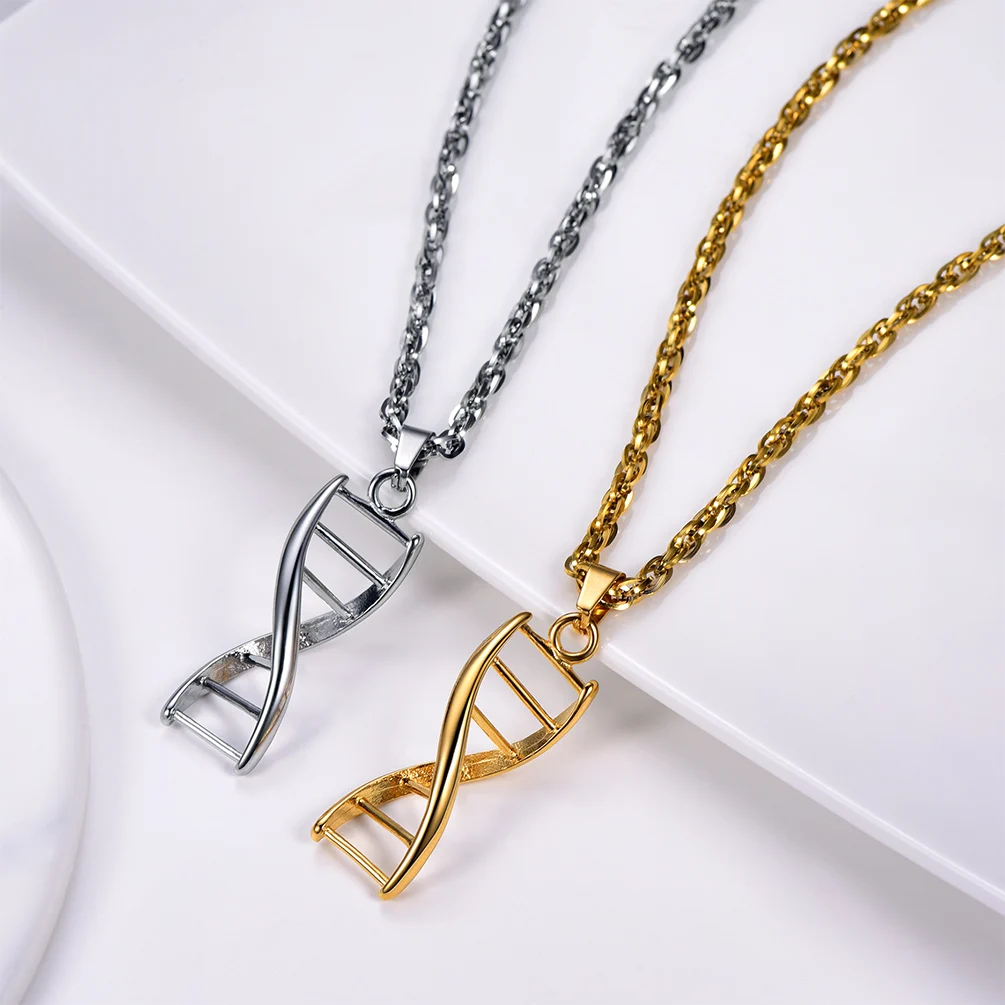 Starlord Stainless Steel DNA Pendant Necklace for Women Men Silver/Gold Color