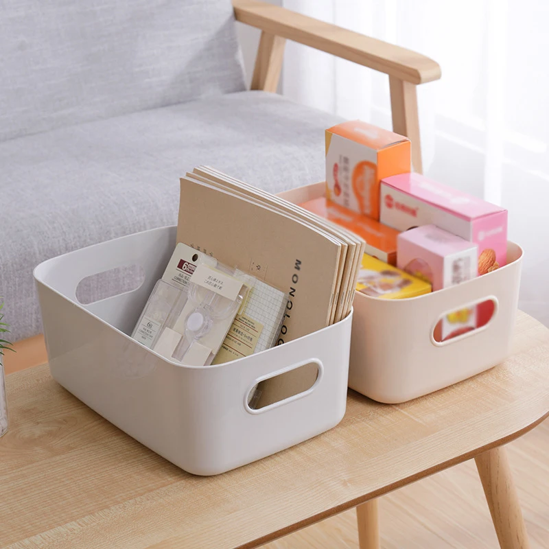 

20/25/30Cm Desktop Storage Box Dormitory Sundries Plastic Cosmetic Storage Box Home Bathroom Kitchen Sorting Storage Basket Bins